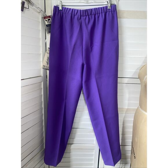 New Vintage 70s 80s Straight Leg Pants Slacks Women’s Purple Poly Pull On Large - Picture 7 of 8